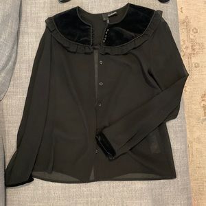 Kooples velvet collar sheer blouse